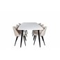 Polar Ellipse Dining Table - 240*100*H75 - White / Black, Velvet Dining Chair - Beige / Black_6