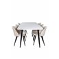 Polar Ellipse Dining Table - 240*100*H75 - White / Black, Velvet Dining Chair - Beige / Black_6