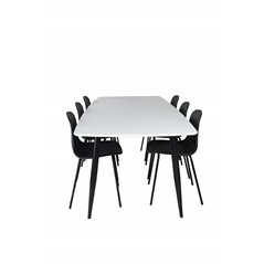 Polar Ellipse Dining Table - 240*100*H75 - White / Black, Arctic Dining Chair - Black Legs - Black Plastic_6