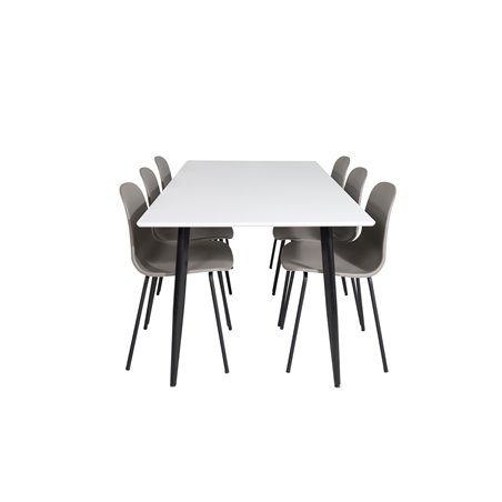 Polar Dining Table - 180*90*H75 - White / Black, Arctic Dining Chair - Black Legs - Khaki Plastic_6