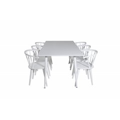 Polar Dining table 180 cm - White top / White Legs, Bullerbyn Windsor Dining Chair - White_6