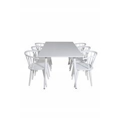 Polar Dining table 180 cm - White top / White Legs, Bullerbyn Windsor Dining Chair - White_6