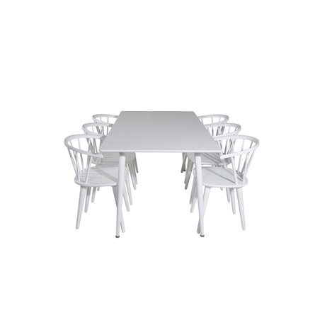 Polar Dining table 180 cm - White top / White Legs, Bullerbyn Windsor Dining Chair - White_6