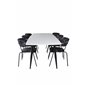 Polar Ellipse Dining Table - 240*100*H75 - White / Black, Arrow armchair - Black Legs - Black Flower printed Fabric_6