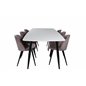 Polar Ellipse Dining Table - 240*100*H75 - White / Black, Velvet Dining Chair Corduroy - Pink / Black_6