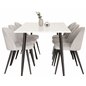 Polar Dining Table - 180*90*H75 - White / Black, Velvet Dining Chair Corduroy - Light Grey / Black_6