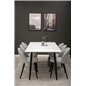 Polar Dining Table - 180*90*H75 - White / Black, Velvet Dining Chair Corduroy - Light Grey / Black_6