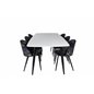 Polar Ellipse Dining Table - 240*100*H75 - White / Black, Velvet Dining Chair -  Black Flower fabric_6