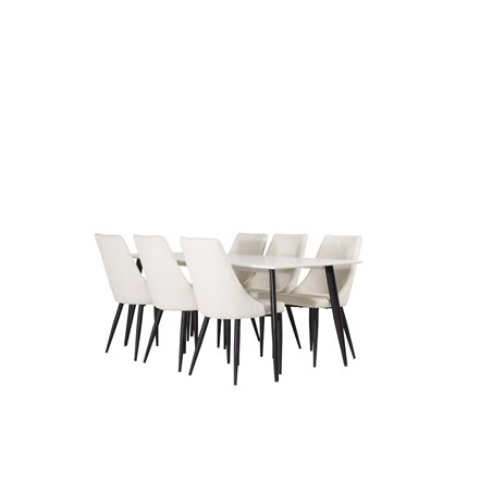 Polar Dining Table - 180*90*H75 - White / Black, Leone Dining Chair - Beige / Black_6