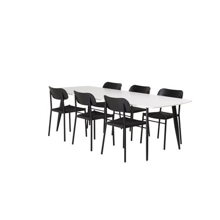 Polar Ellipse Dining Table - 240*100*H75 - White / Black, Polly Dining Chair - Black / Black_6