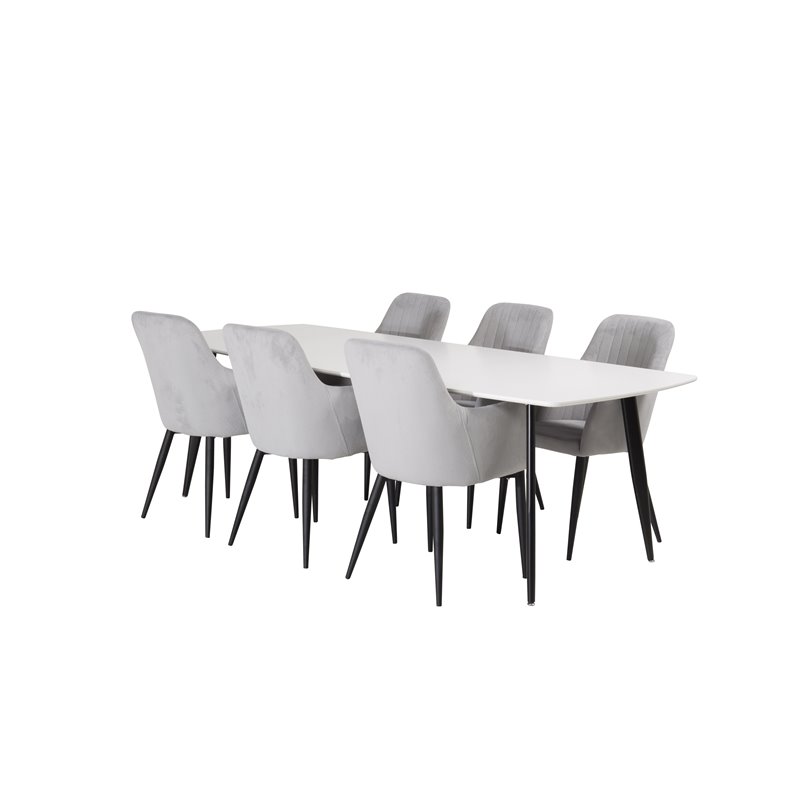 Polar Ellipse Dining Table - 240*100*H75 - White / Black, Comfort Dining Chair - Grey / Black _6