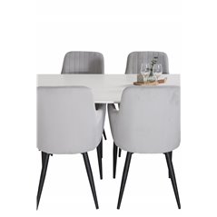 Polar Ellipse Dining Table - 240*100*H75 - White / Black, Comfort Dining Chair - Grey / Black _6