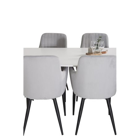 Polar Ellipse Dining Table - 240*100*H75 - White / Black, Comfort Dining Chair - Grey / Black _6