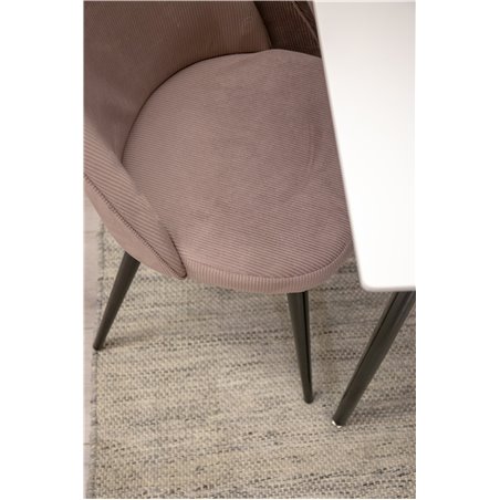 Polar Spisebord - 180 * 90 * H75 - Hvid / Sort, Spisebordsstol Fløjlsfløjl - Pink / Sort_6