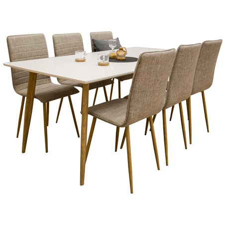 Polar Dining Table - 180*90*H75 - White / Oak, Windu Lyx Dining Chair - Light Grey / Oak_6