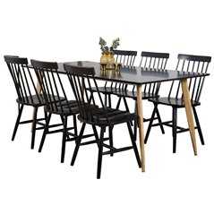 Polar Dining Table - 180*90*H75 - Black / Oak, Lönneberga Windsor Chair - Black_6
