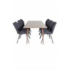 Polar Dining Table 180 cm - Walnut top - Walnut Legs, Gemma Dining Chair - Black Legs - Black Fabric_6