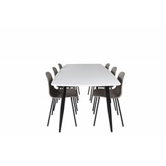 Polar Ellipse Dining Table - 240*100*H75 - White / Black, Arctic Dining Chair - Black Legs - Khaki Plastic_6