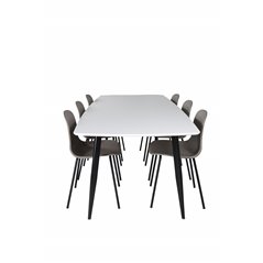 Polar Ellipse Spisebord - 240 * 100 * H75 - Hvid / Sort, Arctic Dining Chair - Sorte Ben - Khaki Pla stic_6