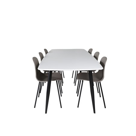 Polar Ellipse Dining Table - 240*100*H75 - White / Black, Arctic Dining Chair - Black Legs - Khaki Plastic_6
