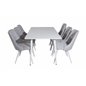 Polar Dining table 180 cm - White top / White Legs, Velvet Deluxe Dining Chair - White Legs - Light Grey Fabric_6