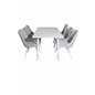 Polar Dining table 180 cm - White top / White Legs, Velvet Deluxe Dining Chair - White Legs - Light Grey Fabric_6