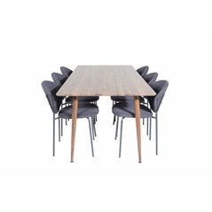 Polar Dining Table 180 cm - Walnut top - Walnut Legs, Vault Dining Chair - Black Legs - Black Fabric_6