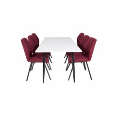 Polar Dining Table - 180*90*H75 - White / Black, Gemma Dining Chair - Black Legs - Red Fabric_6