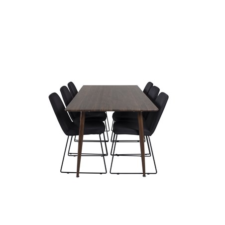 Polar Dining Table 180 cm - Walnut top - Walnut Legs, Muce Dining Chair - Black Legs - Black Fabric_6