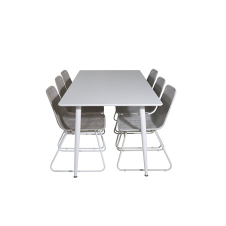 Polar Dining table 180 cm - White top / White Legs, Cirebon Dining Chair - White Wash_6