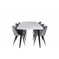 Polar Ellipse Dining Table - 240*100*H75 - White / Black, Velvet Dining Chair Brass - Light Grey / Black_6