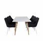 Polar Dining Table - 180*90*H75 - White / Oak, Plaza Dining Chair - White Legs - Black Fabric_6