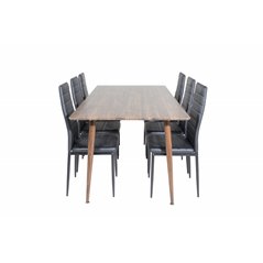 Polar Dining Table 180 cm - Walnut top - Walnut Legs, Slim High Back Dining Chair - Black Legs - Black PU_6