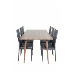 Polar Dining Table 180 cm - Walnut top - Walnut Legs, Slim High Back Dining Chair - Black Legs - Black PU_6