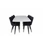 Polar Ellipse Dining Table - 240*100*H75 - White / Black, Plaza Dining Chair - Black Legs - Black Fabric_6