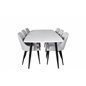 Polar Ellipse Dining Table - 240*100*H75 - White / Black, Plaza Dining chair - Black legs - Light  Grey Fabric_6