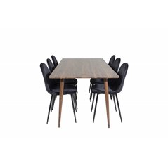 Polar Dining Table 180 cm - Walnut top - Walnut Legs, Polar Dining Chair - Black legs / Black Velvet (ersätter 19902-888)_6