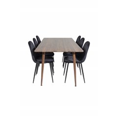 Polar Dining Table 180 cm - Walnut top - Walnut Legs, Polar Dining Chair - Black legs / Black Velvet (ersätter 19902-888)_6