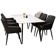 Polar Dining Table - 180*90*H75 - White / Black, Comfort Dining Chair - Black / Black_6