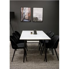 Polar ruokapöytä - 180 * 90 * H75 - valkoinen / musta, sametti ruokapöydän tuoli - musta / musta_6