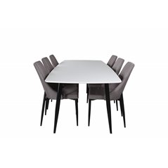 Polar Ellipse Dining Table - 240*100*H75 - White / Black, Leone 2,0 Dining Chair - Grey / Black_6