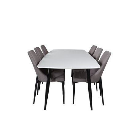 Polar Ellipse ruokapöytä - 240 * 100 * H75 - valkoinen / musta, Leone 2.0 ruokapöydän tuoli - harmaa / musta_6