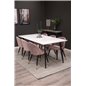 Polar Dining Table - 180*90*H75 - White / Black, Velvet Dining Chair Brass - Pink / Black_6