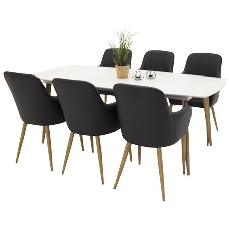 Polar Ellipse Dining Table - 240*100*H75 - Oak / White, Comfort Dining Chair - Black / Oak_6