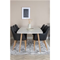 Polar Ellipse Dining Table - 240*100*H75 - Oak / White, Comfort Dining Chair - Black / Oak_6