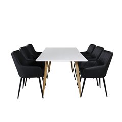 Polar Dining Table - 180*90*H75 - White / Oak, Comfort Dining Chair - Black / Black_6