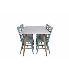 Polar Dining Table - 180*90*H75 - White / Oak, Lönneberga Windsor Chair - Mint Green_6