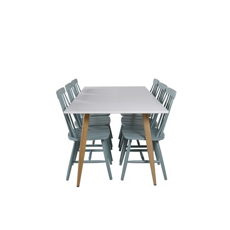 Polar Spisebord - 180 * 90 * H75 - Hvid / Eg, Lönneberga Windsor Stol - Mintgrøn_6