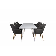 Polar Dining table 180 cm - White top / White Legs, Comfort Dining Chair - Dark Grey / Oak_6