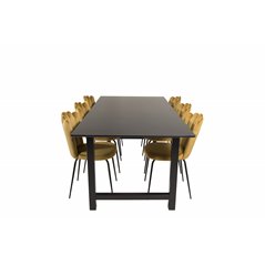 Count Dining Table - 220*100*H75 - Black / Black, Limhamn Light - Chair - Gold Velvet_6